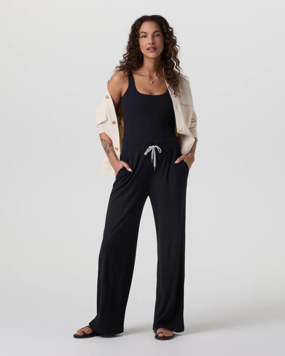 Vuori Tops - Vuori Women's Pose Scoop Neck Jumpsuit in Black Size Medium